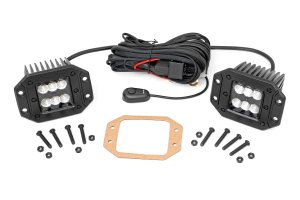 LED Light Pods - Flush Mount - Rough Country - Black Series, Flood - Black